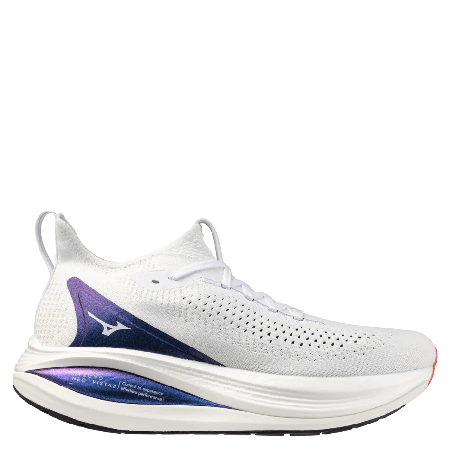 Mizuno Men's Neo Vista 2 Running Shoes in White/White/Iris Bloom AW25 Trainer Running Shoes