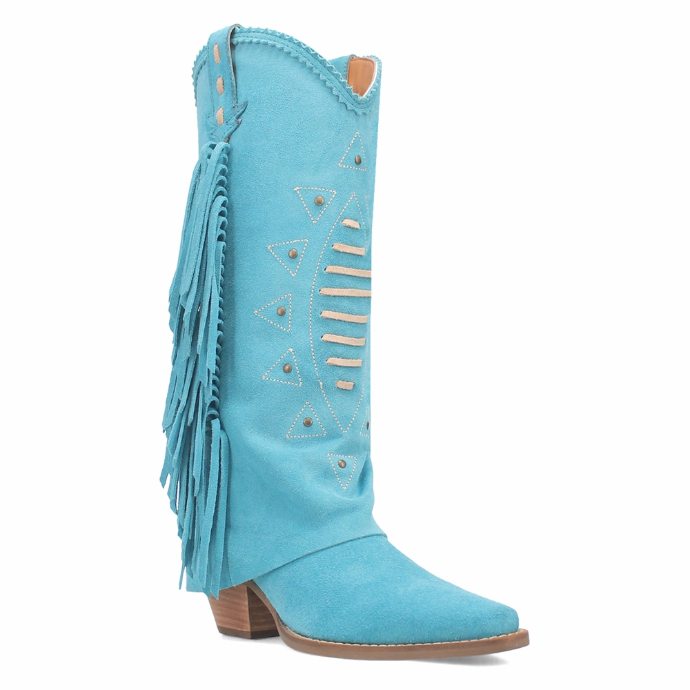 Snakeskin Boots Knee High Spirit Trail Studded Embroidered Fringe Snip Toe Pull On Cowboy Boots