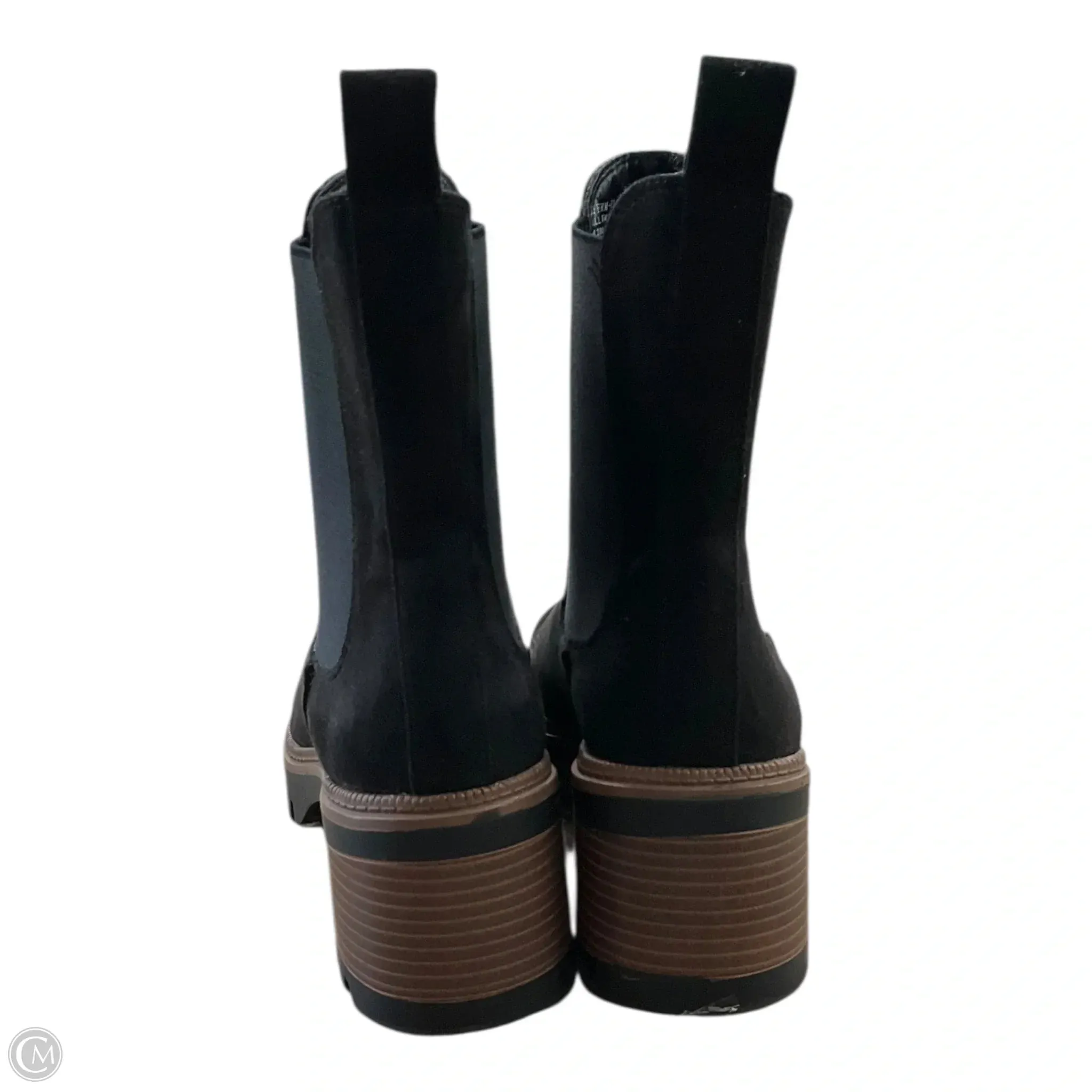 Boots Ankle Heels By Bamboo In Black, Size: 8.5 Ankle Boots Denim Platform