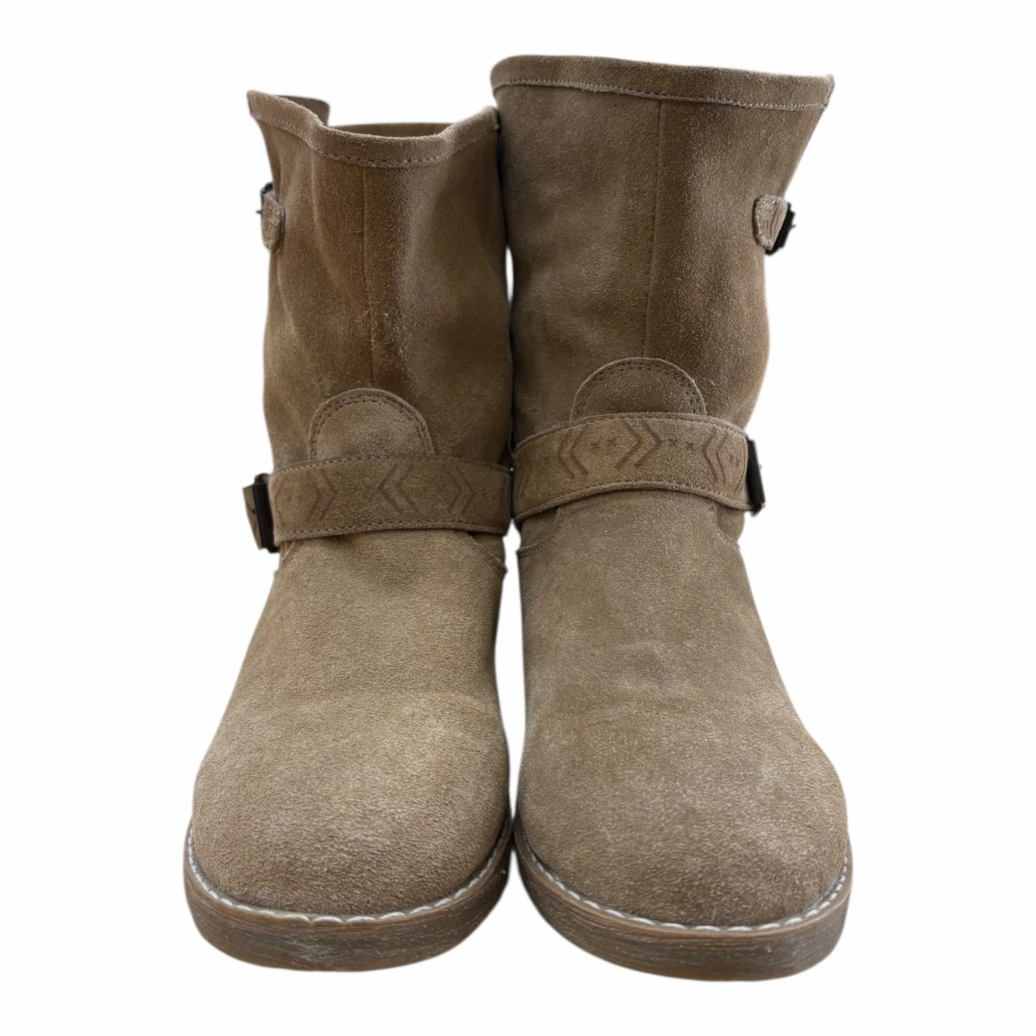 Lace Up Boots No Heel Boots Ankle Flats By Clothes Mentor In Tan, Size:9