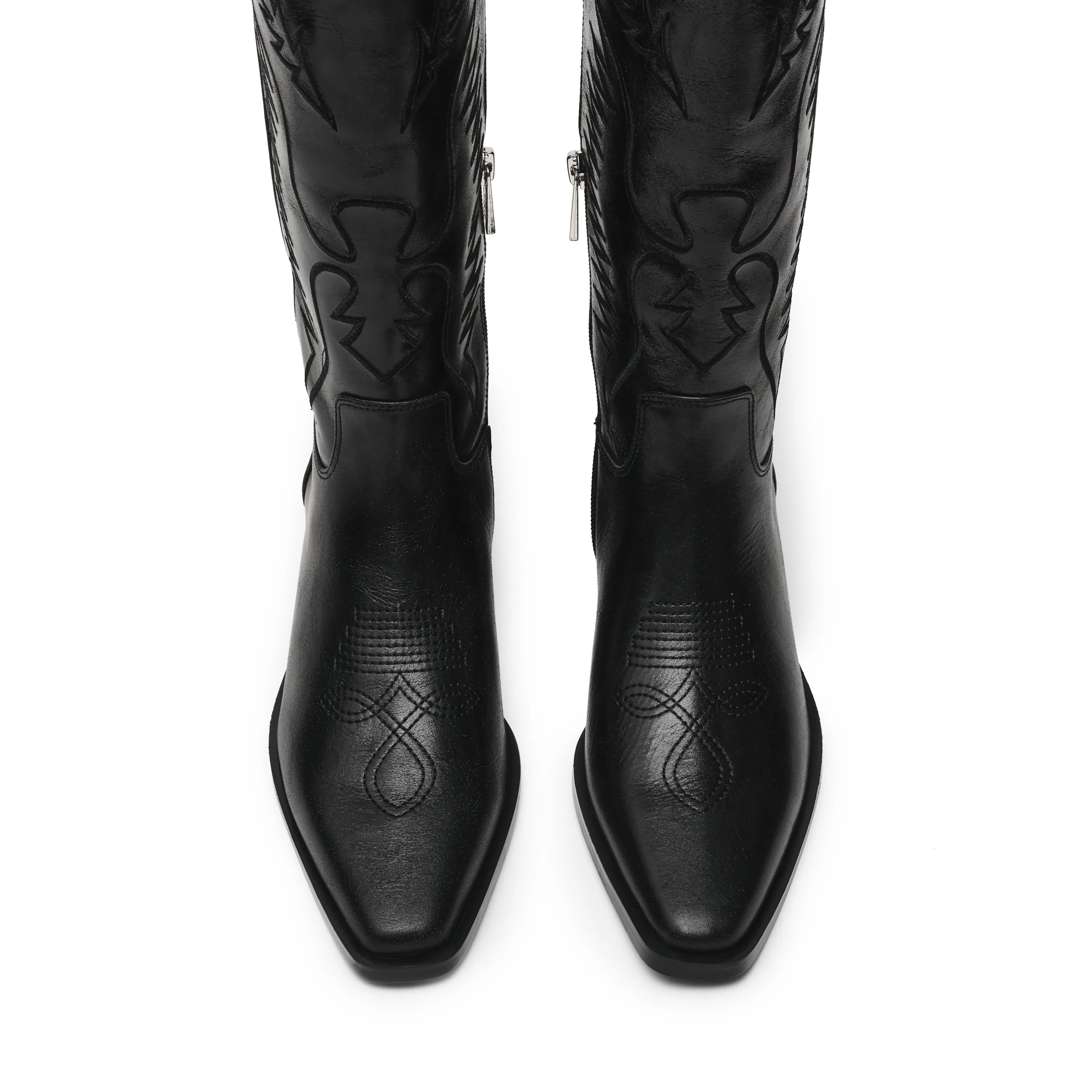 Extra Wide Calf Cowboy Boots Trevi Boot BLACK LEATHER