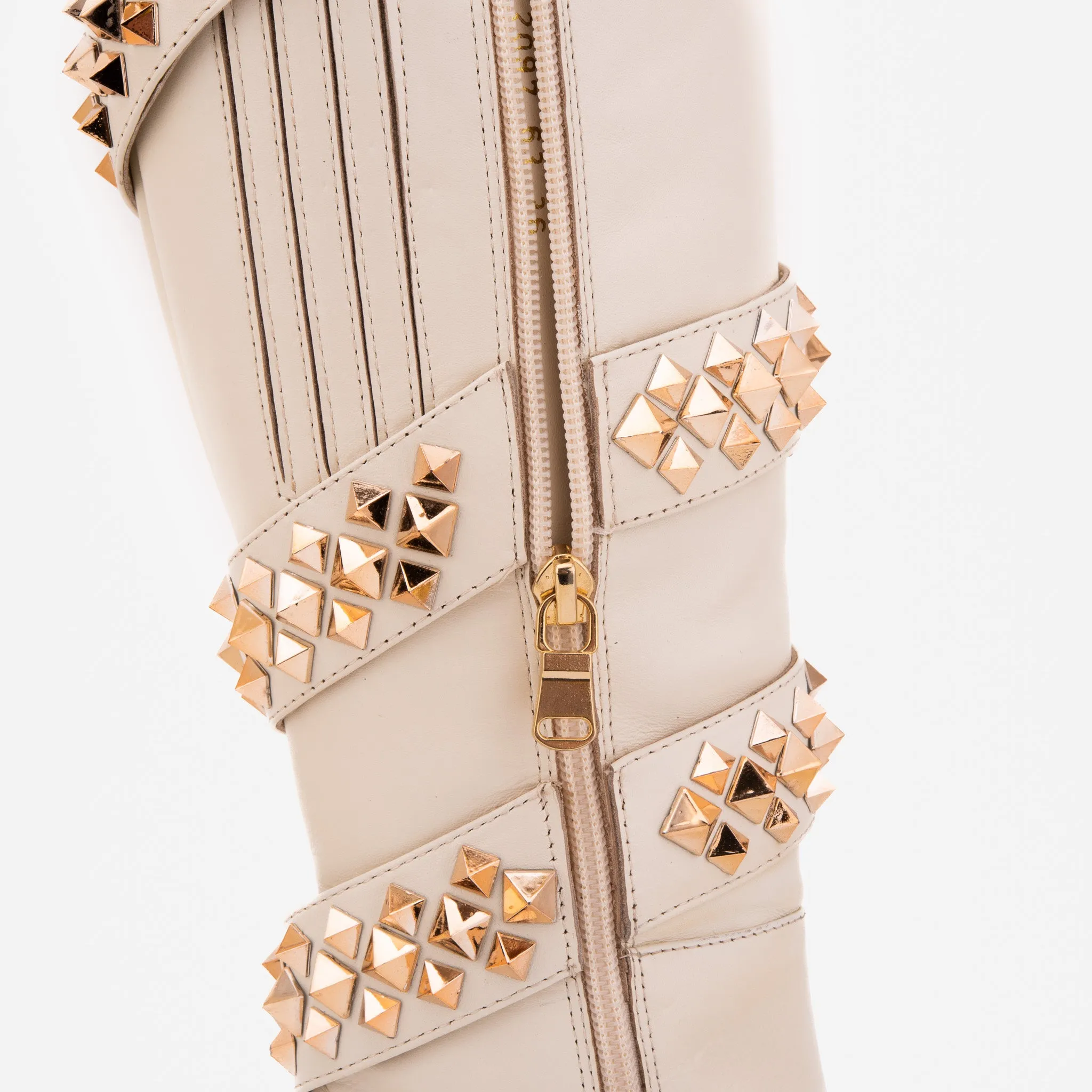 The Gladiator Cream Leather Knee High Women Boot Hiking Boots Shoes