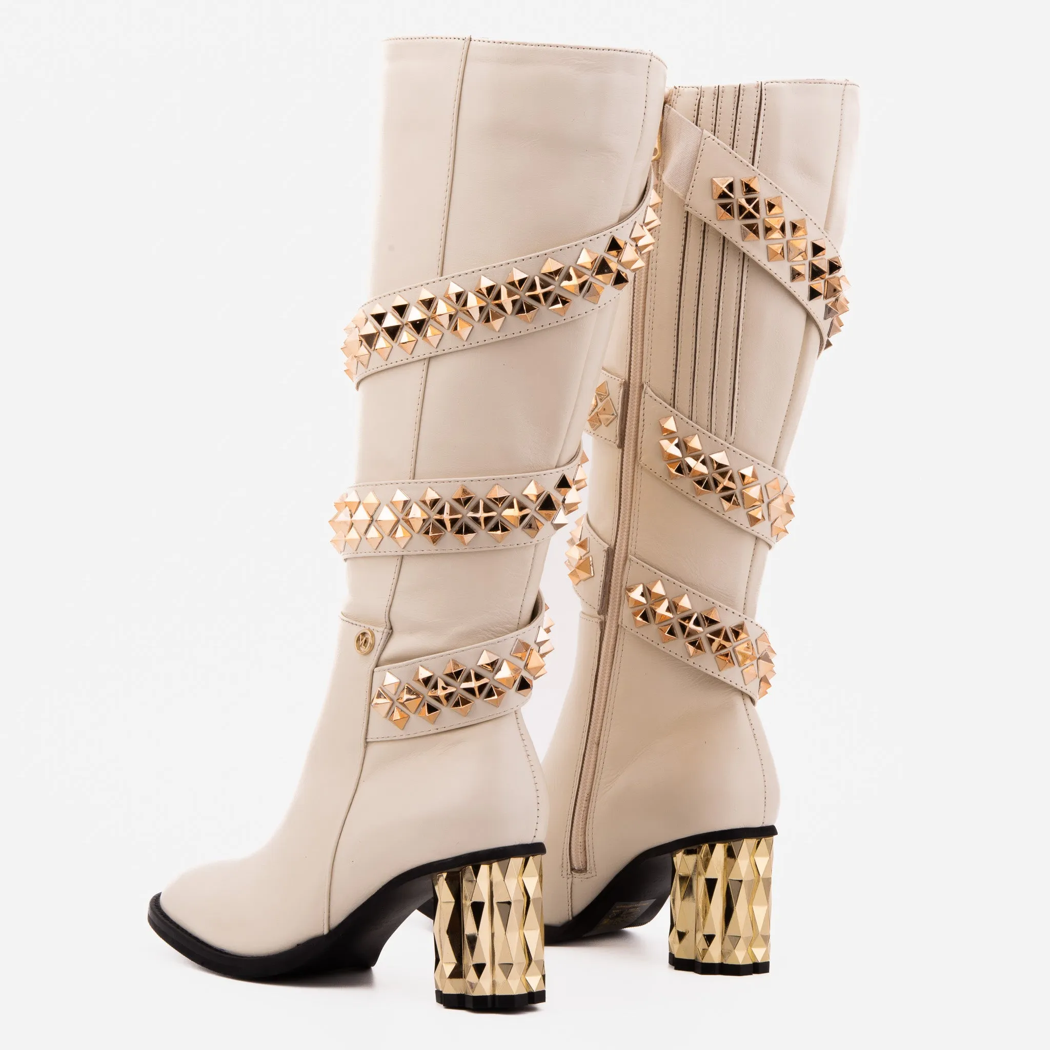The Gladiator Cream Leather Knee High Women Boot Knee High Fringe Boots