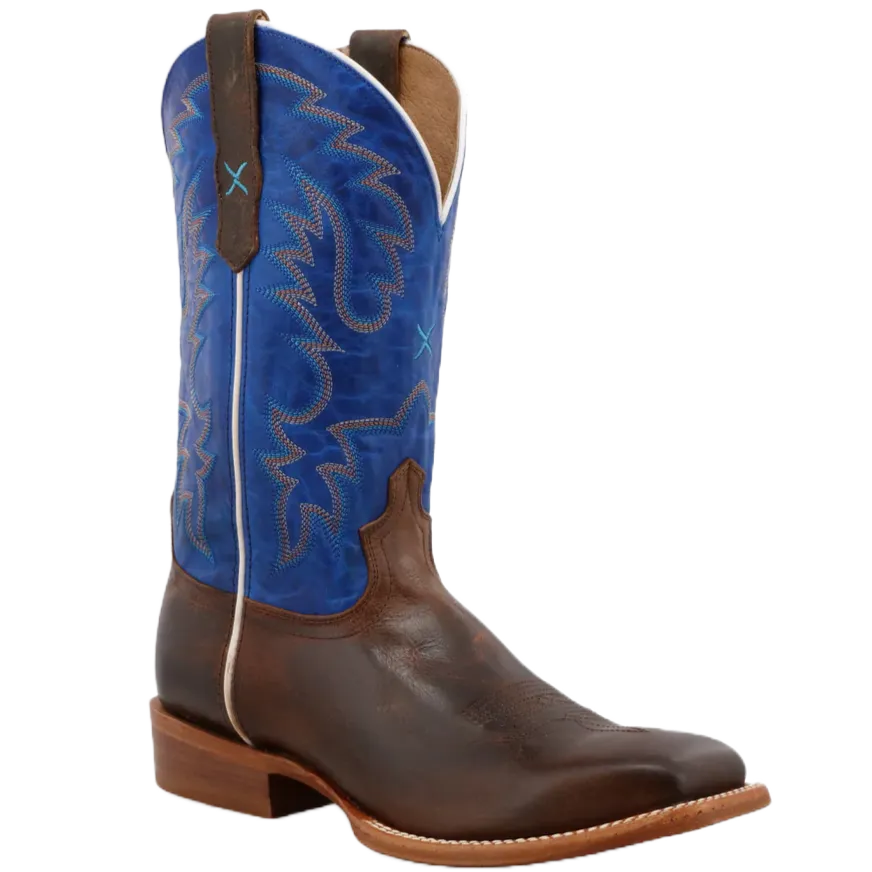 Twisted X 12" Rancher Indigo Blue & Brown Square Toe Boots MRAL029 Best Cowboy Work Boots