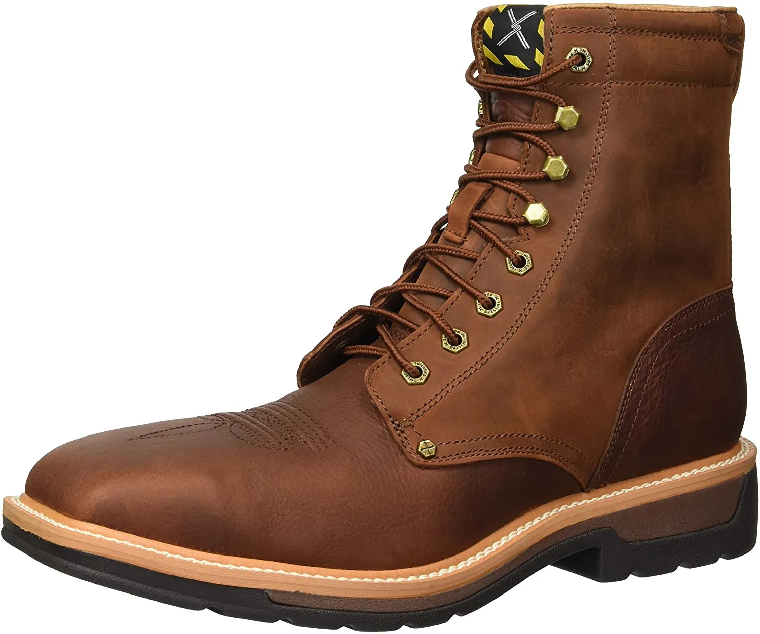 Twisted X Men's Lite Cowboy Lacer Workboot, Color: Brown/Rust (Mlcslw1) Professional Wrestling Boots