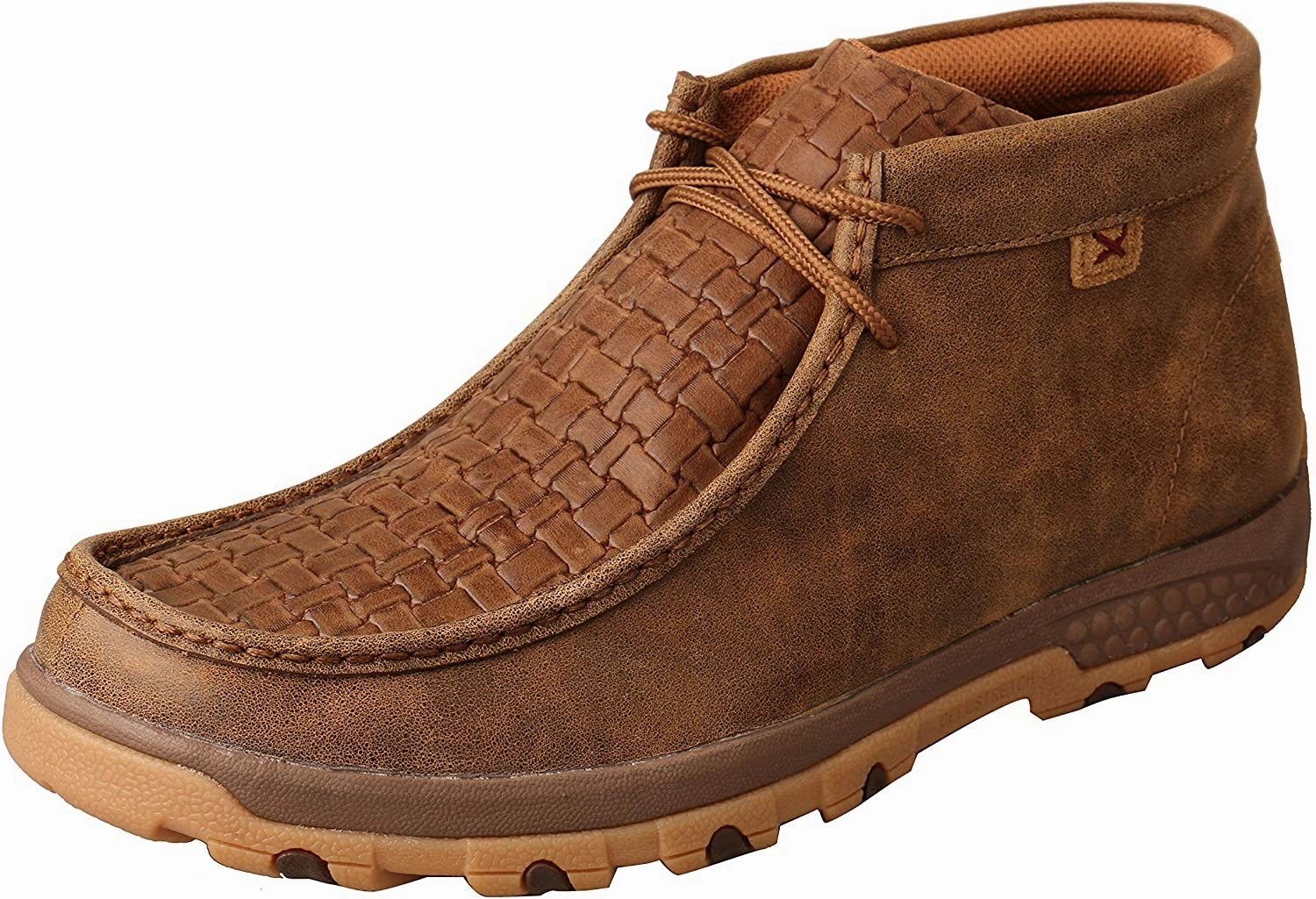 Ice Tracks For Boots Twisted X Men's Chukka Driving Moc with CellStretch comfort technology, Bomber & Chocolate, 10 W