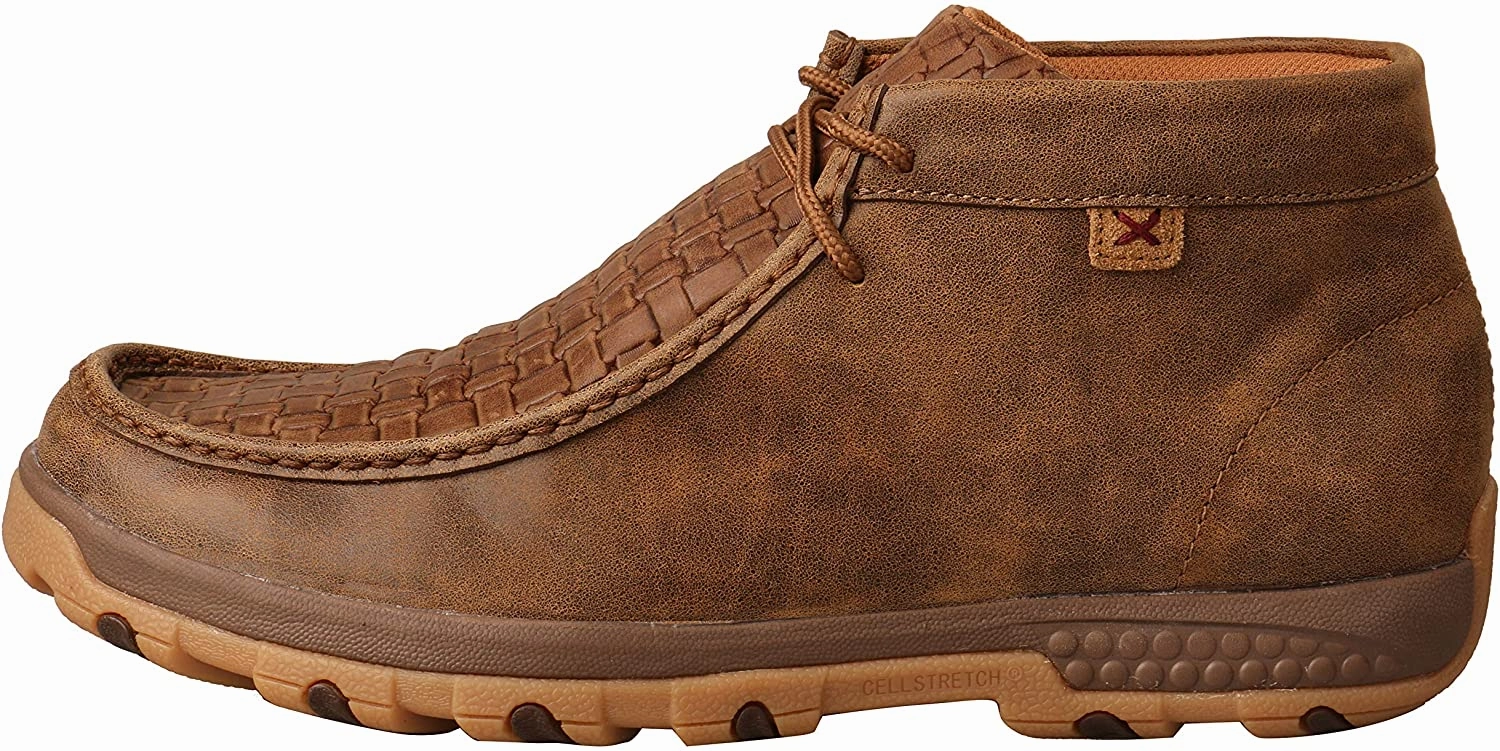 Twisted X Men's Chukka Driving Moc with CellStretch comfort technology, Bomber & Chocolate, 10 W Sequin Cowboy Boots