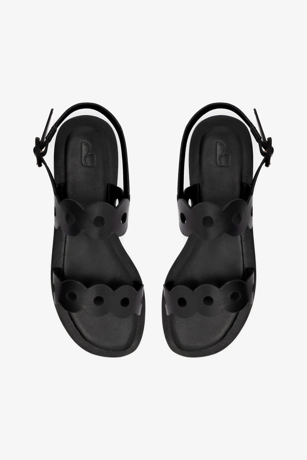 Florence Flat Sandal In Black Leather Flat Ball Shoes