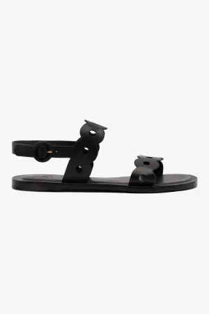 Florence Flat Sandal In Black Leather Flat Apartment Shoes
