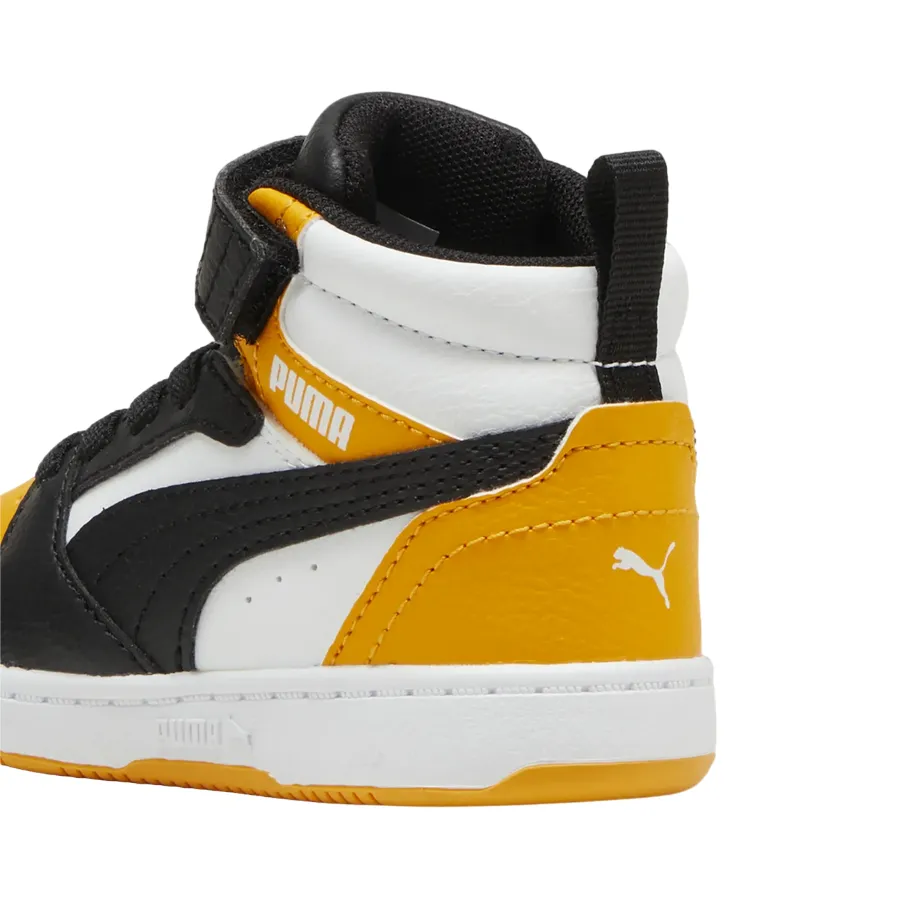 Puma scarpa alta da ragazzi con laccio e strappo Rebound V6 393832-19 bianco-nero-mandarino Clark Sneakers