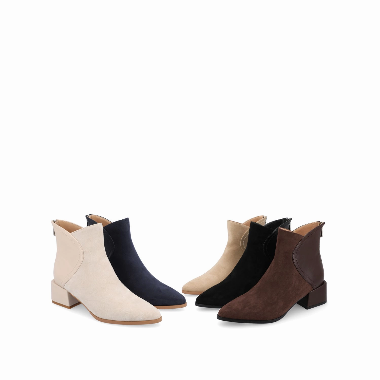 CONSUELLO POINTED TOE BOOTIES IN VEGAN LEATHER Ankle Boots Low Heel