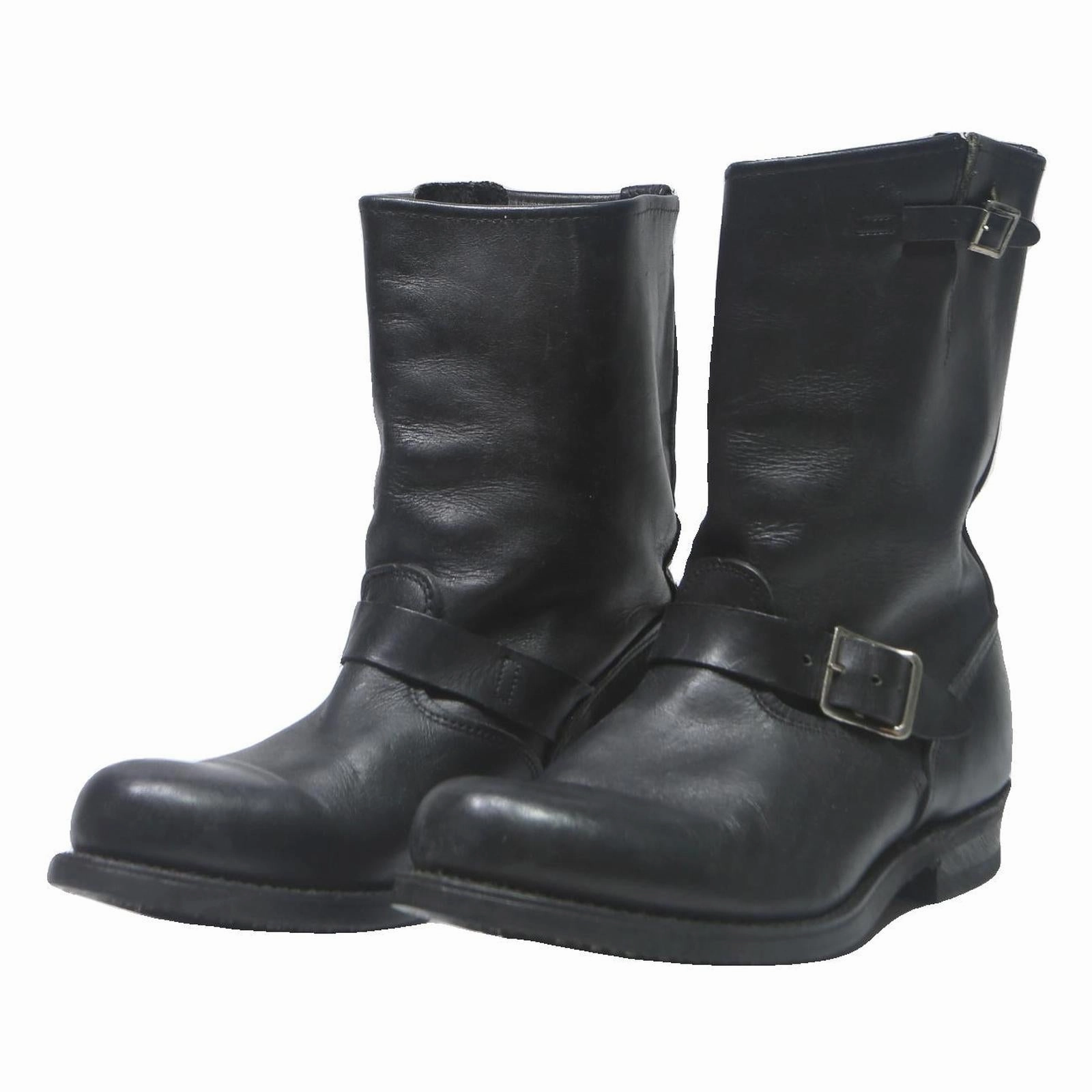 Worker Boots VULCAN Womens Leather Biker Boots Black UK 7.5 Buckle Detail Classic Stylish