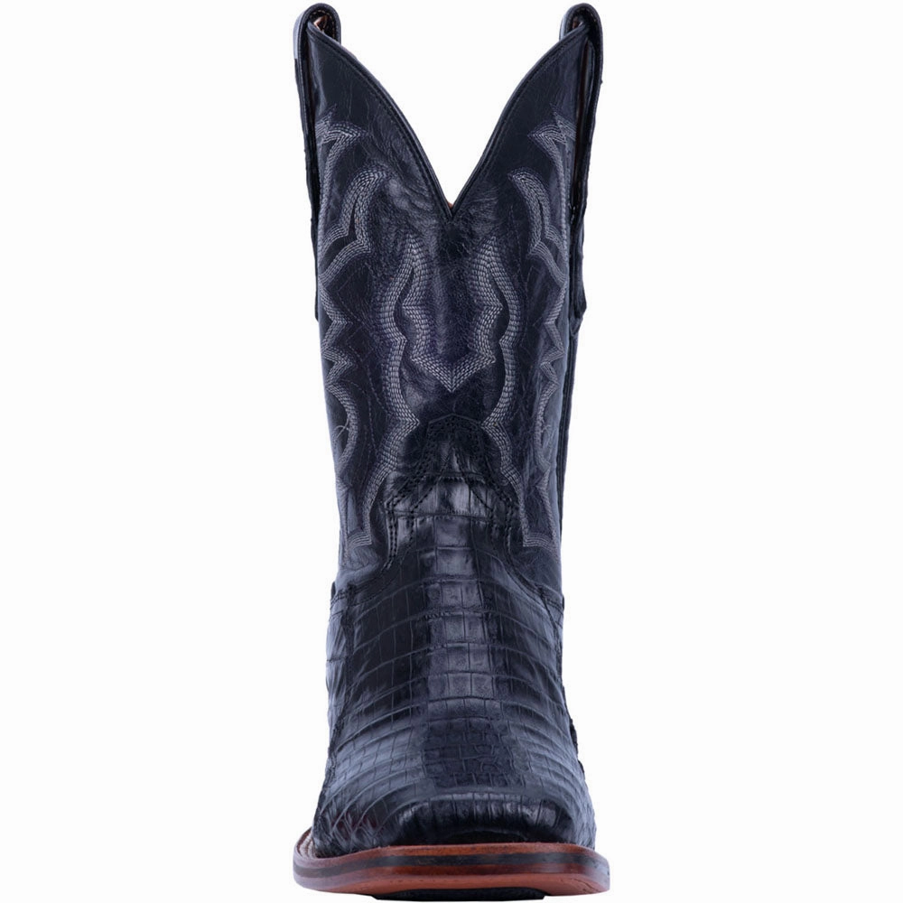 Fancy Cowgirl Boots Kingsly Caiman Croc Embroidered Square Toe Pull On Cowboy Boots