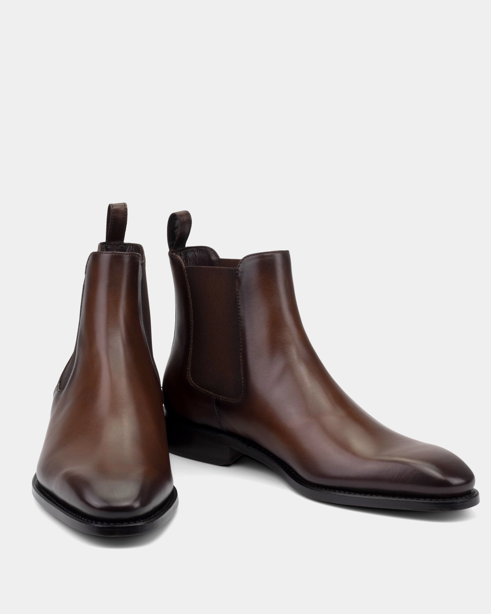 Wide Boots Bennett Brown Chelsea Boot with Half-Rubber Soles - 722