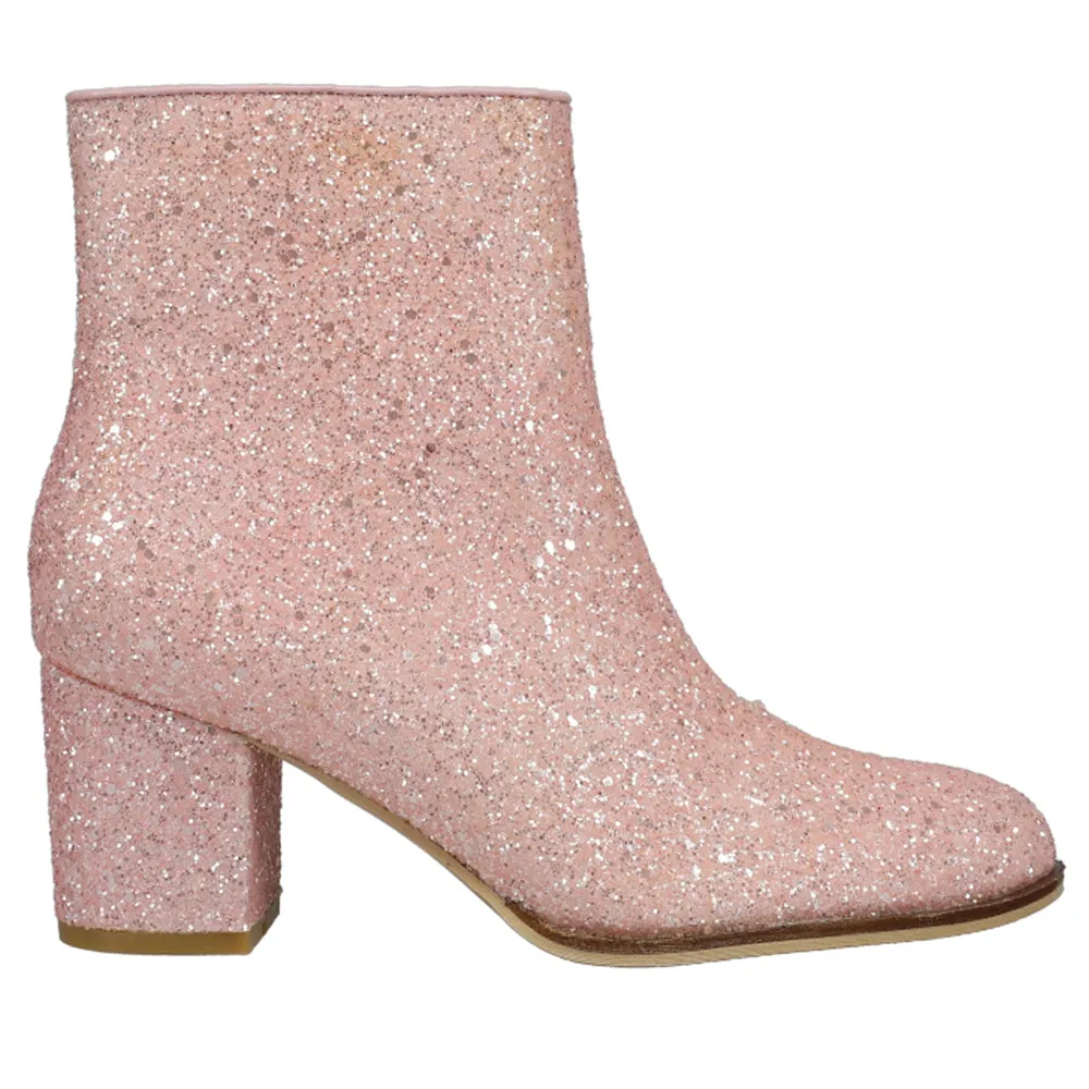 Razzle Dazzle Glitter Round Toe Zippered Booties Boots Snow
