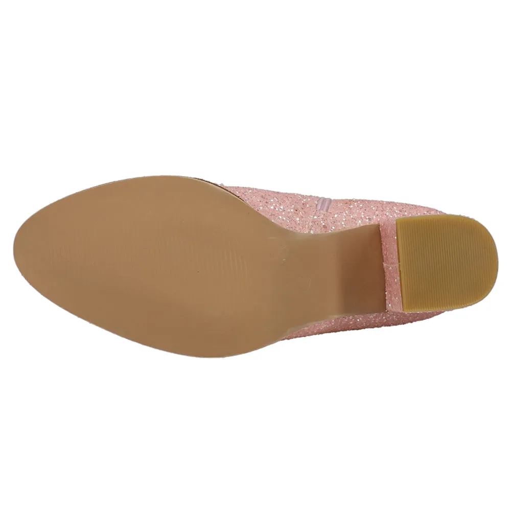 Razzle Dazzle Glitter Round Toe Zippered Booties Barbie Boots
