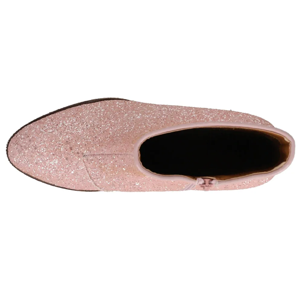 Razzle Dazzle Glitter Round Toe Zippered Booties Carlos Santana Boots