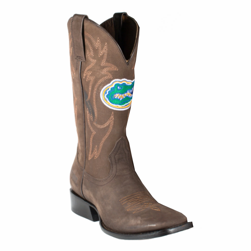 University of Florida Embroidered Square Toe Pull On Cowboy Boots Steel Toe Winter Boots