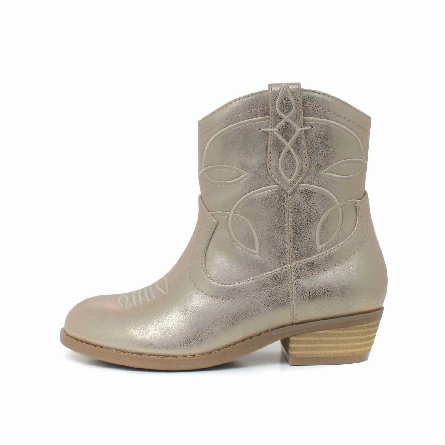 Boots Block Heel Girl's Little Kita Metallic Western Boot In Gold
