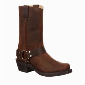 Lace Up Heel Boots Durango Men's Harness Motorcycle Leather Brown Pull On Boots DB594