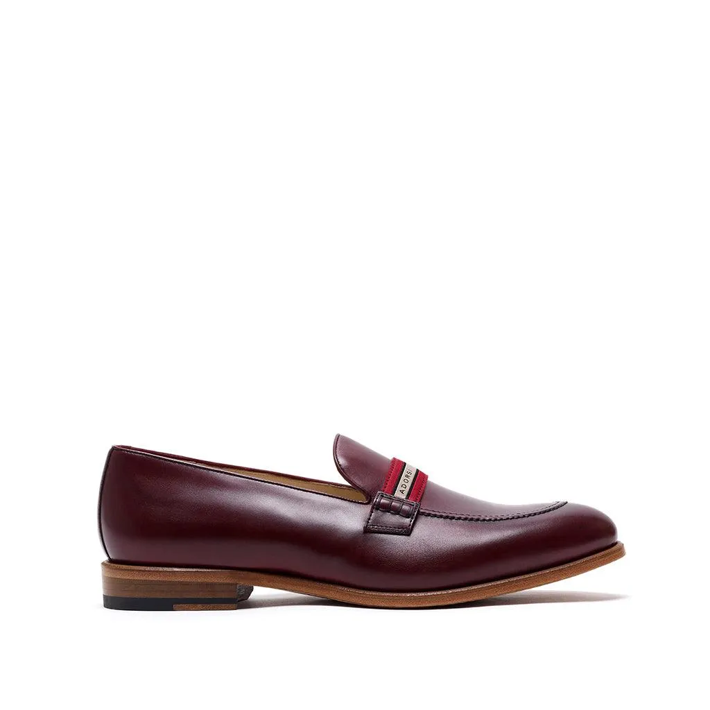 Loafers Thick Sole Burgundy Calf Web Stripe Loafer