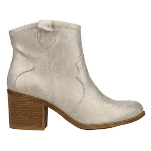 Unite Metallic Round Toe Cowboy Booties Leather High Boots Knee