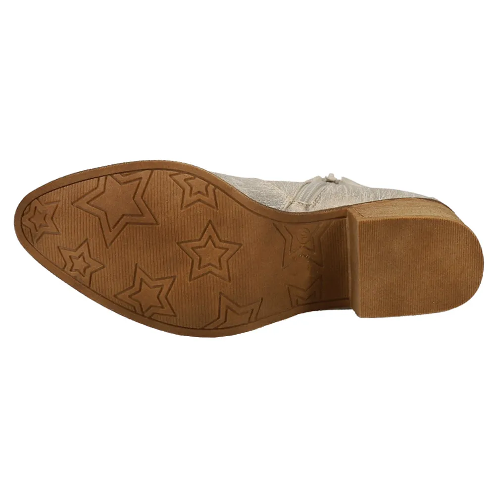 Dancing Boots Unite Metallic Round Toe Cowboy Booties