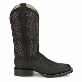 Best Cowgirl Boots Three Bars 13 Inch Smooth Ostrich Square Toe Cowboy Boots
