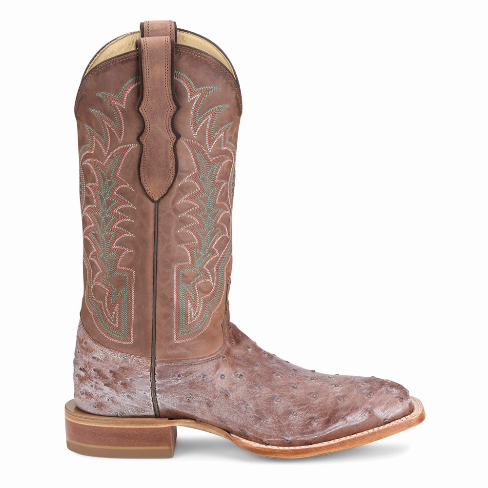 Floral Western Boots Chisolm 13 Inch Full Quill Ostrich Square Toe Cowboy Boots