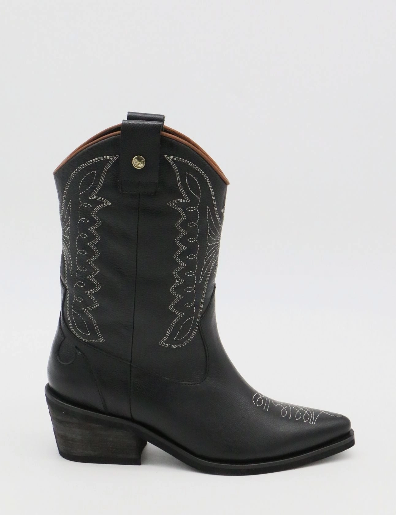 Casual Ankle Boots Unstoppable western cowboy boots in black leather womens shoes