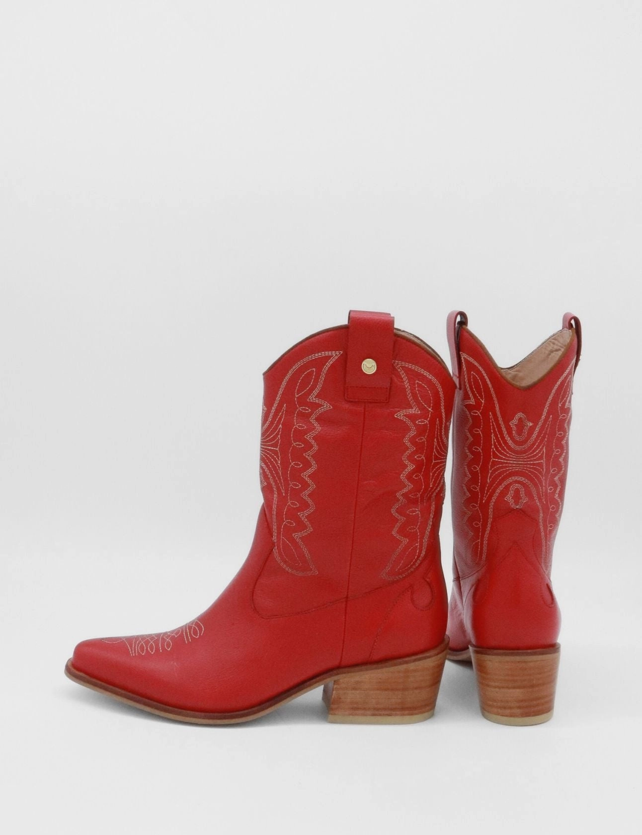 Unstoppable western cowboy boots in red leather womens shoes The Row Town Leather Ankle Boots