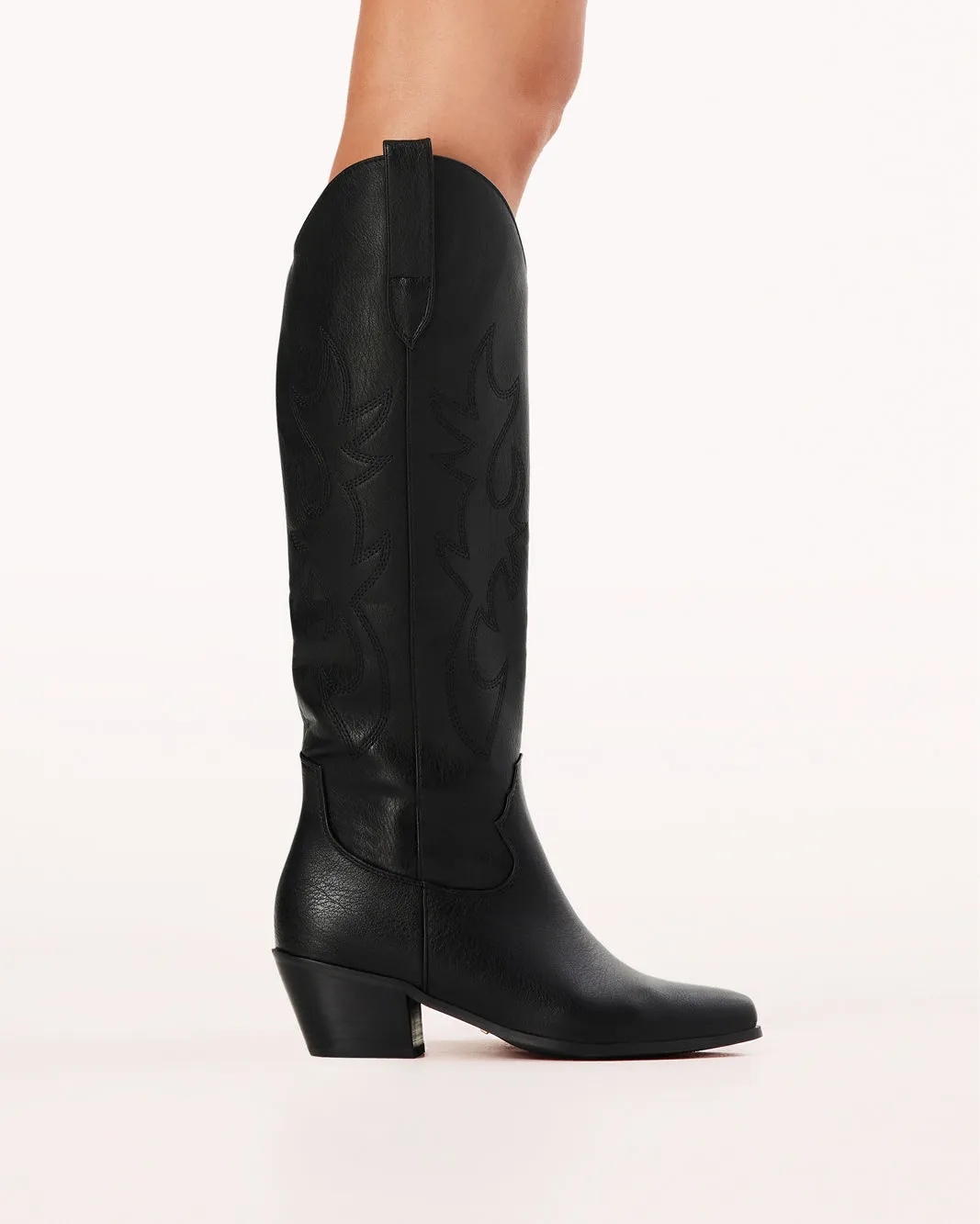 URSON - BLACK Buckle Knee High Boots