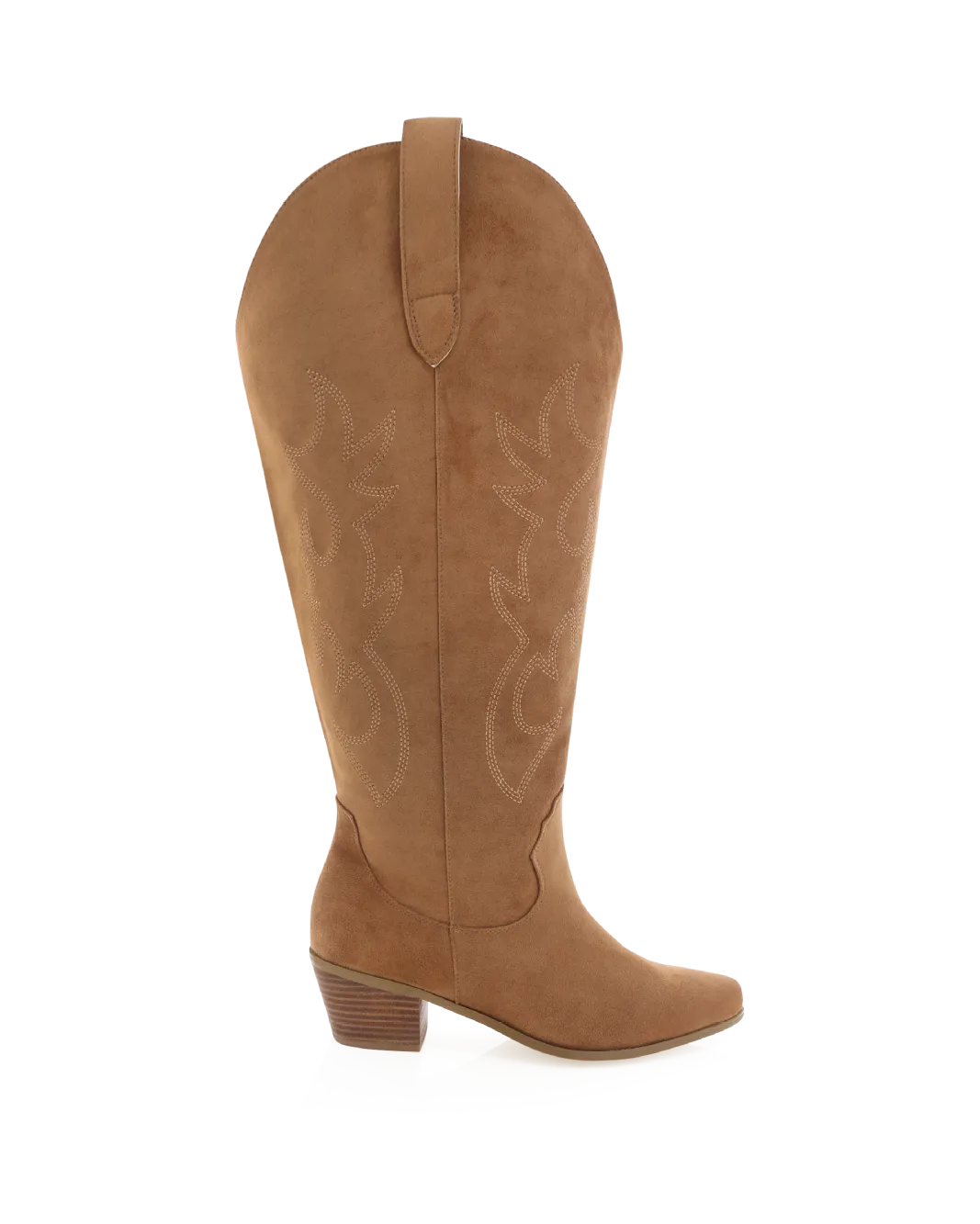 High Knee Heeled Boots URSON EXTENDED CURVE - DARK TAN SUEDE