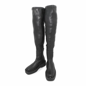 Valentino Garavani Studded long boots Black Leather Size 35 Boots On Mount Everest