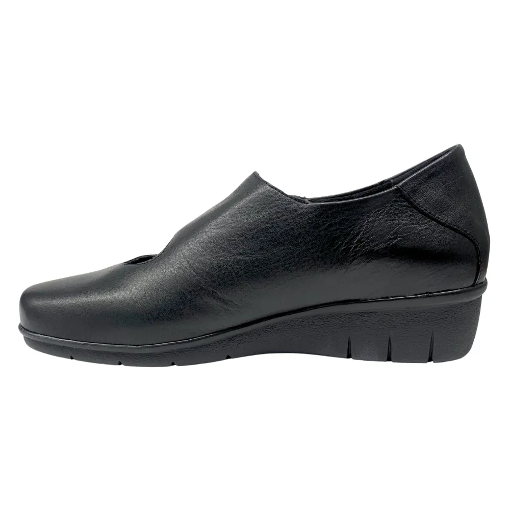 Dressy Slip On Shoes Valeria's Maddy Black Wedge Slip-On (Women's)