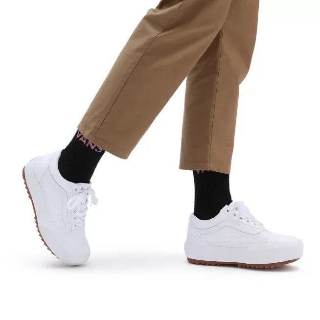 Vans scarpa sneakers con zeppa in tela da donna Old Skool Stacked VN0A4U15L5R1 bianco Platform Heel Sneakers