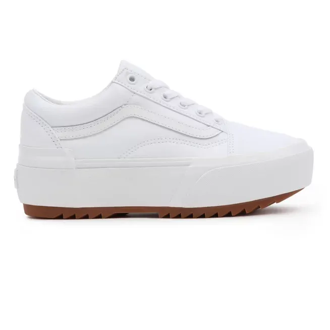 Vans scarpa sneakers con zeppa in tela da donna Old Skool Stacked VN0A4U15L5R1 bianco Classic Slip On Sneakers