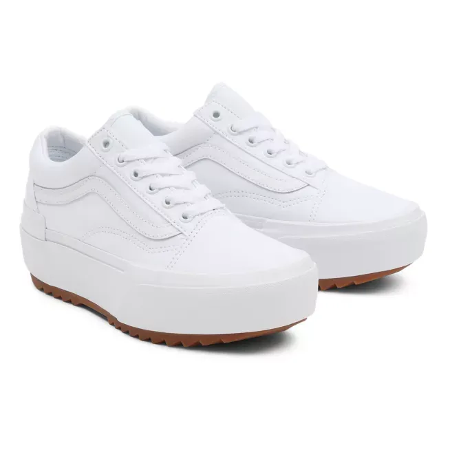 Vans scarpa sneakers con zeppa in tela da donna Old Skool Stacked VN0A4U15L5R1 bianco Air Raid Sneakers