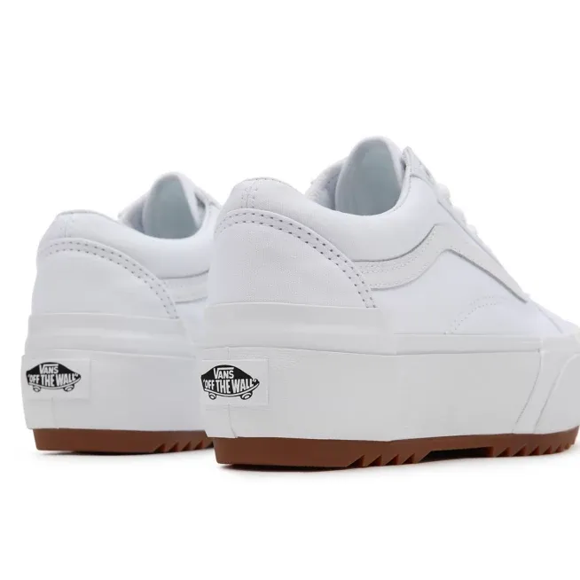 White Bridal Sneakers Vans scarpa sneakers con zeppa in tela da donna Old Skool Stacked VN0A4U15L5R1 bianco