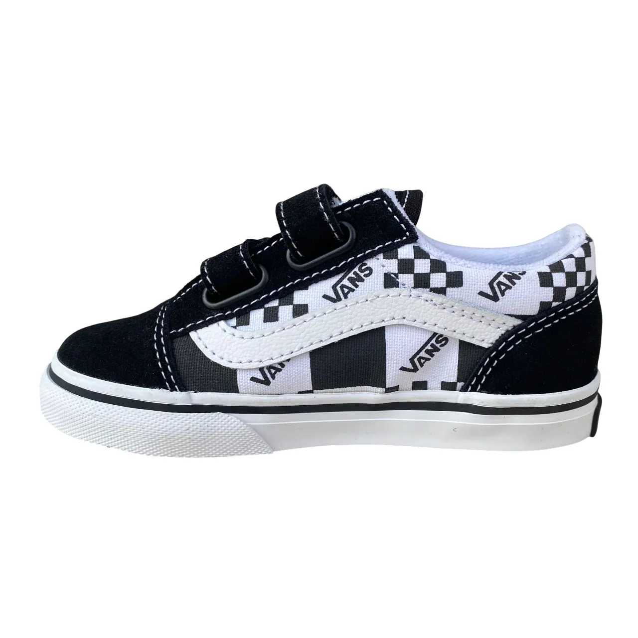 Zegna Sneakers Vans scarpa sneakers da bambino con strappo Old Skool V VN0009RC6BT1 logo e quadratini nero-bianco