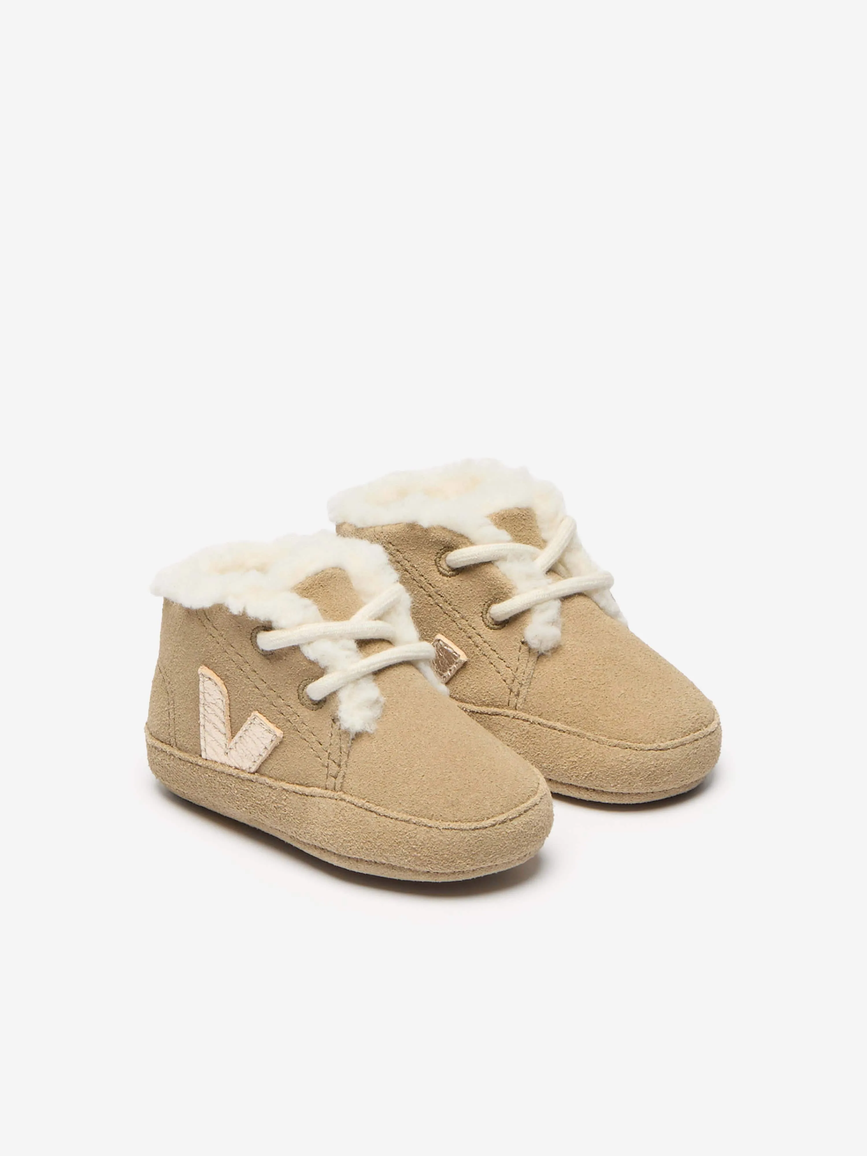 Veja Baby Girls Suede Bonpoint Collaboration Booties in Beige Boots Suede