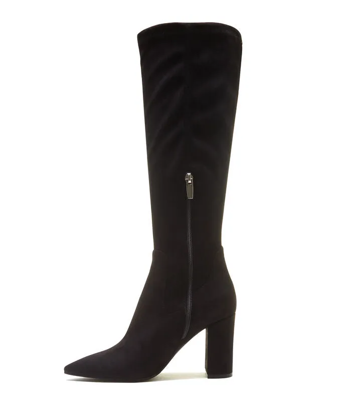 Vendme Fem Black Nylonstretch Suede Heels Elevator Boots