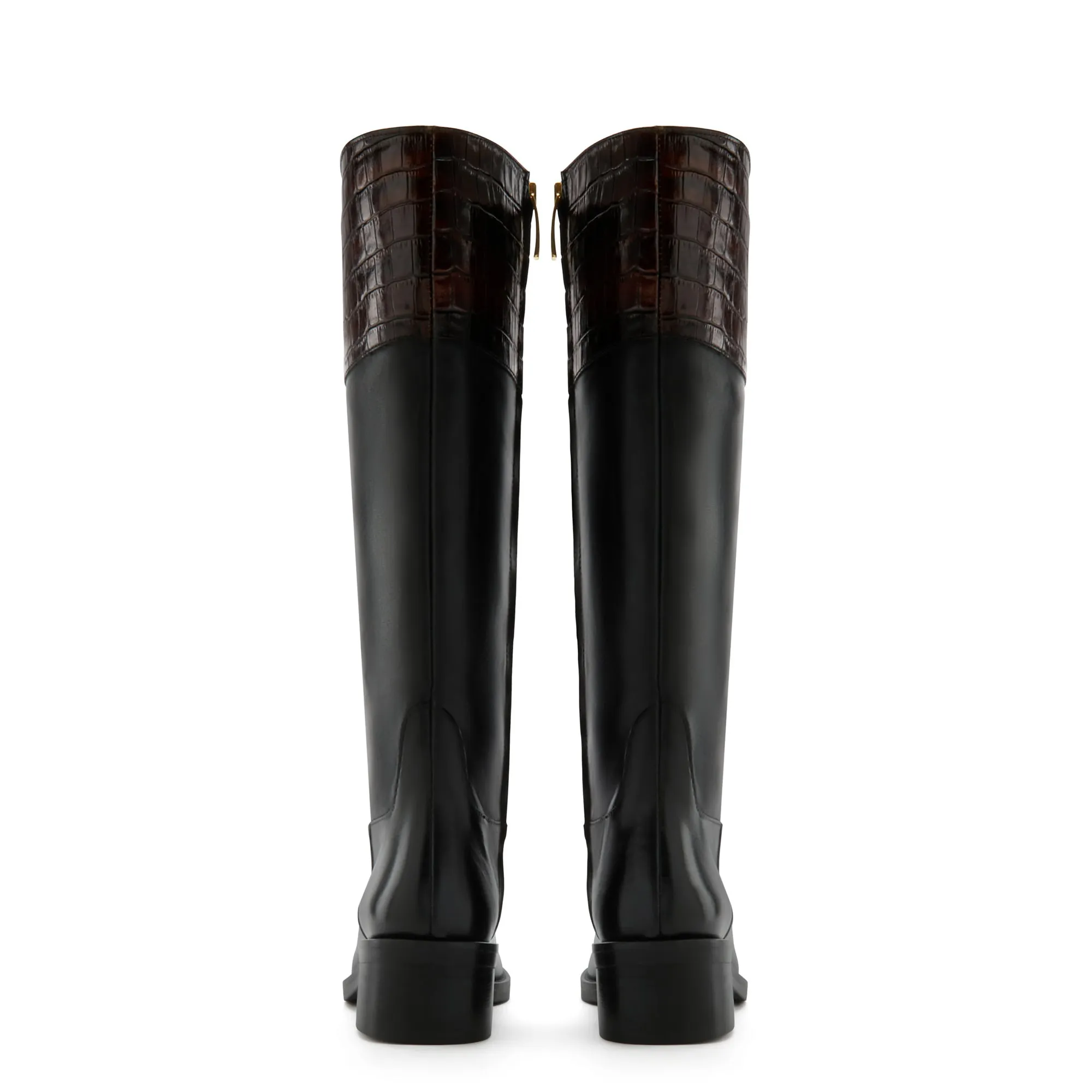 Justin Square Toe Boots Vendme Iris black with brown calfskin leather boots