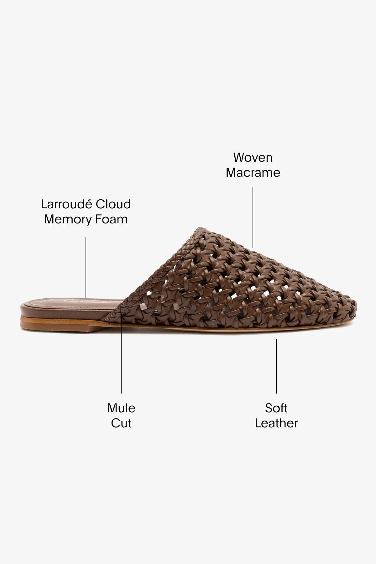 Flat Shoes Platform Venice Macrame Flat Mule In Burnt Umber Leather