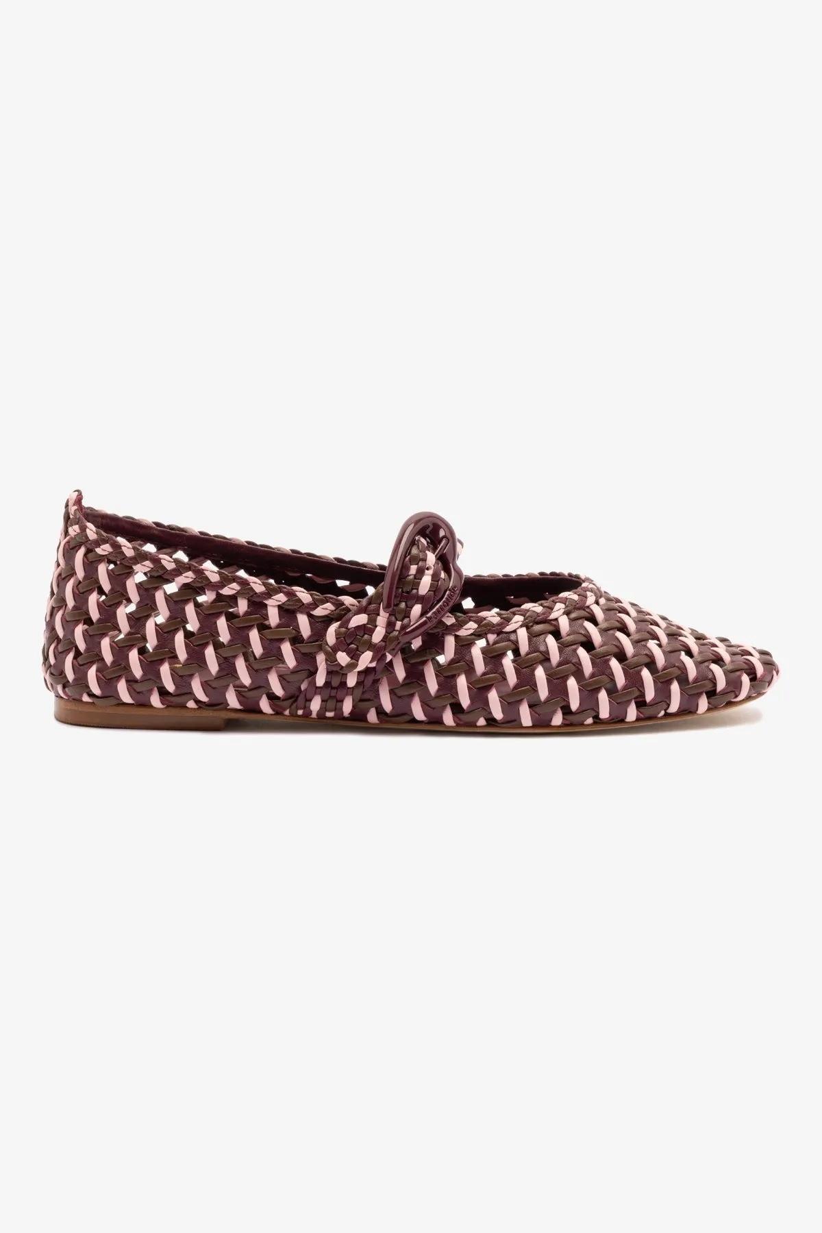 Verona Macrame Ballet Flat In Wine, Tulip and Burnt Umber Leather Lifting In Flat Shoes