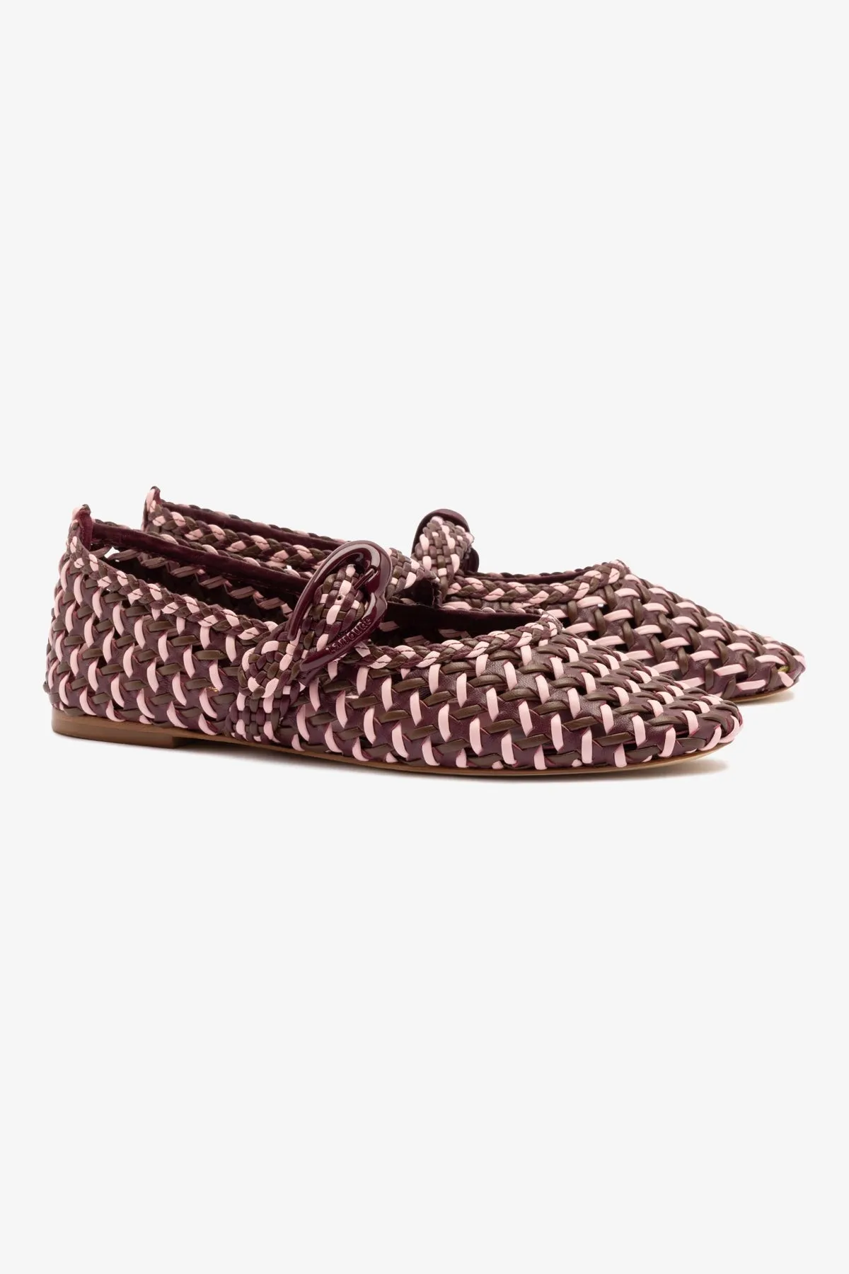 Verona Macrame Ballet Flat In Wine, Tulip and Burnt Umber Leather Christmas Shoes Flats