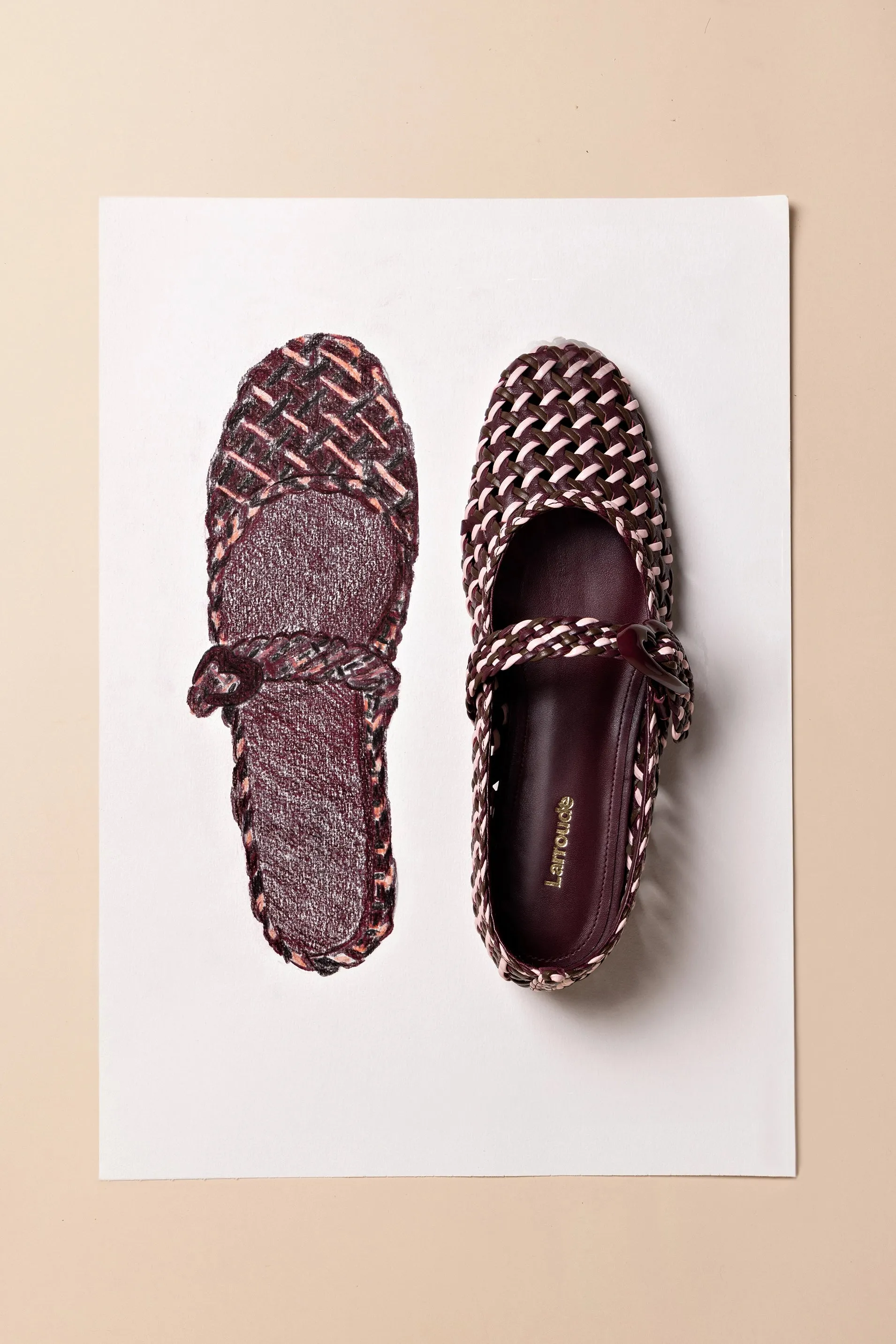 Best Shoes For Flat Feet And Bunions Verona Macrame Ballet Flat In Wine, Tulip and Burnt Umber Leather
