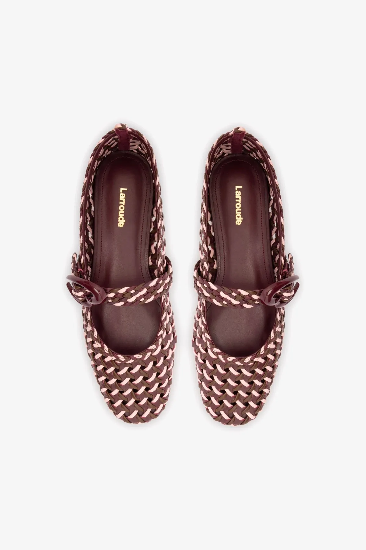 Flat Shoes To Wear With Tights Verona Macrame Ballet Flat In Wine, Tulip and Burnt Umber Leather