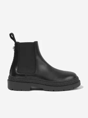 Versace Kids Leather Chelsea Boots in Black Rain Boots