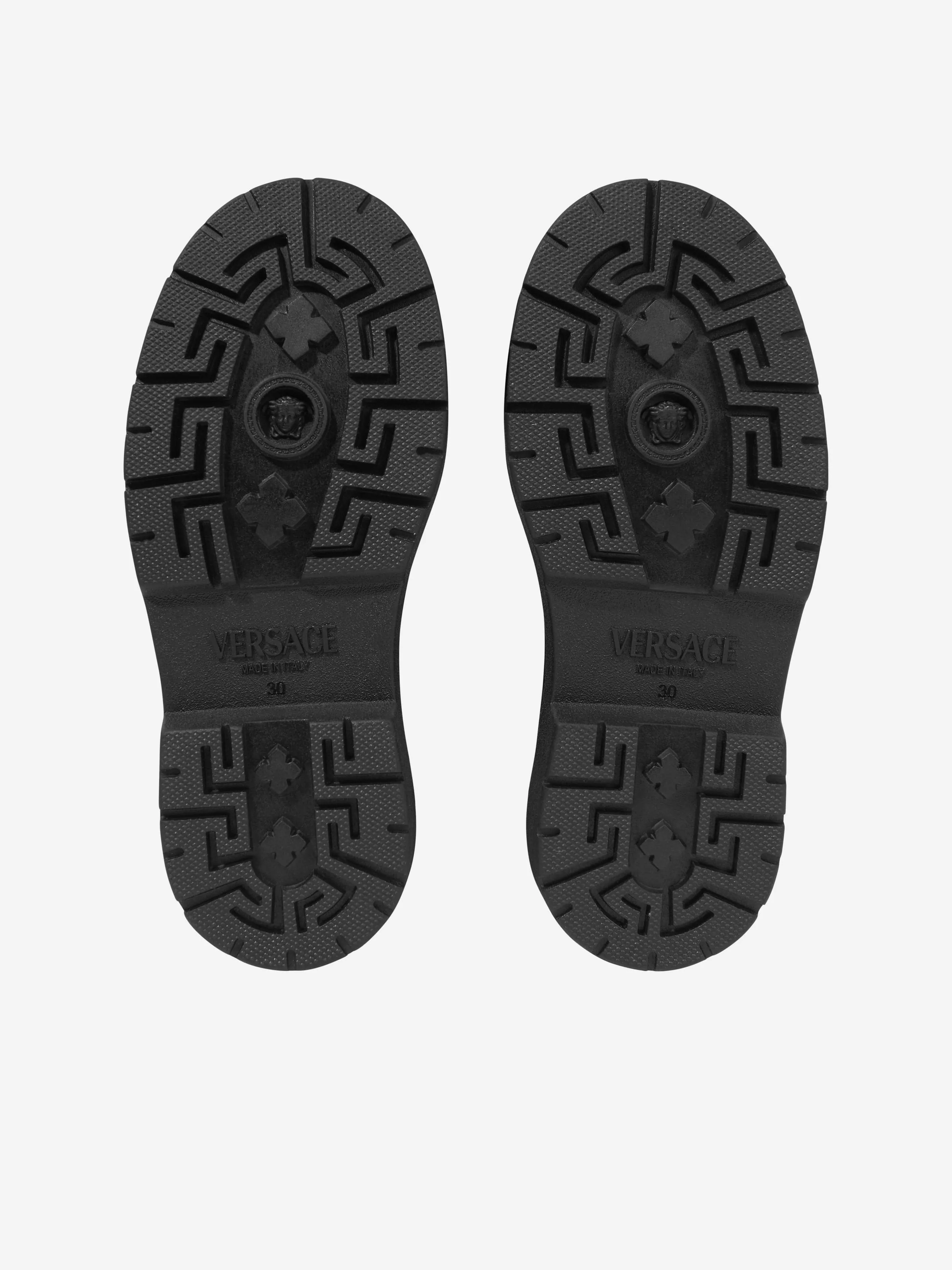 Stiletto Heel Boots Versace Kids Leather Chelsea Boots in Black